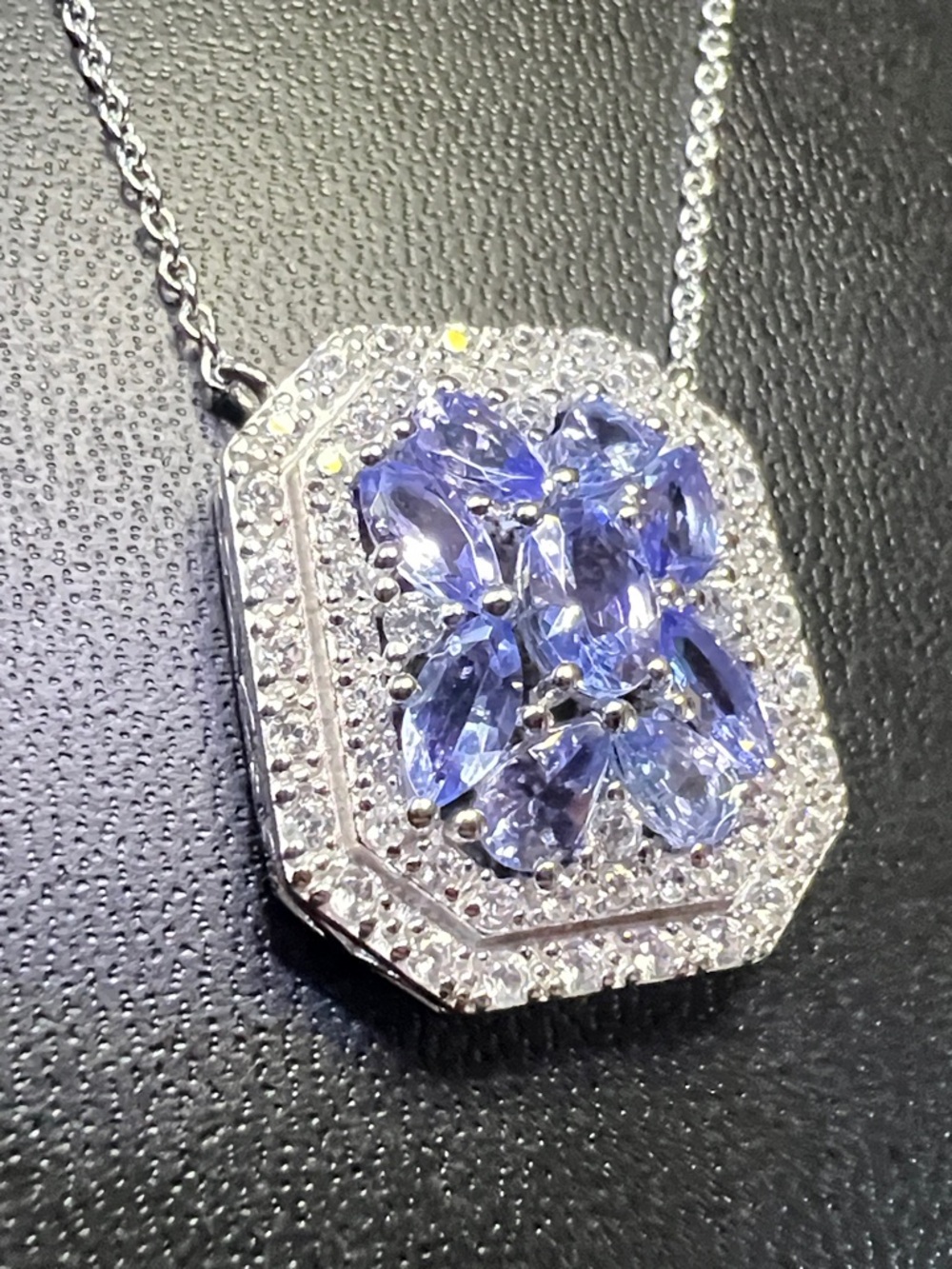 TANZANITE Marquis/Pear/Oval Pendant Necklace Sterling Silver 925 Stamped NWT - Picture 4 of 16